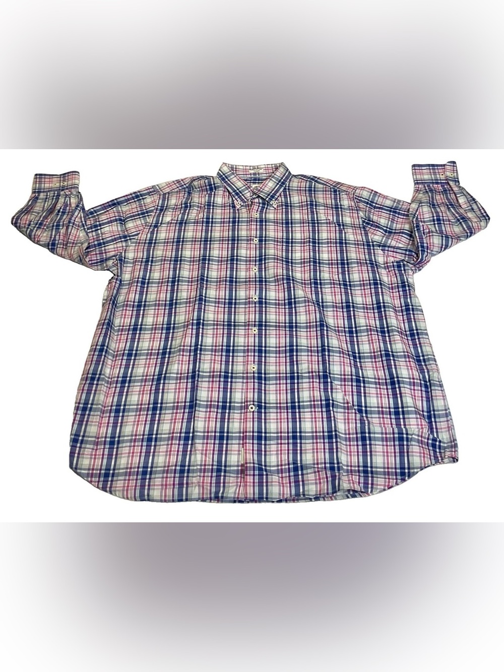 PETER MILLAR Mens XXL GINGHAM Plaid Button Down Shirt Long Sleeve 100% Cotton